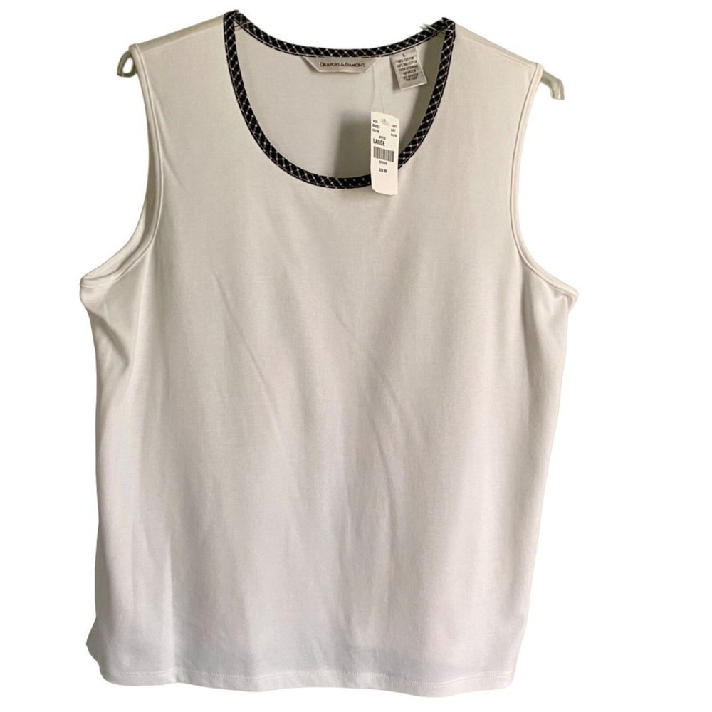 Draper's & Damon's White Sleeveless Top Women's Large NEW NWT